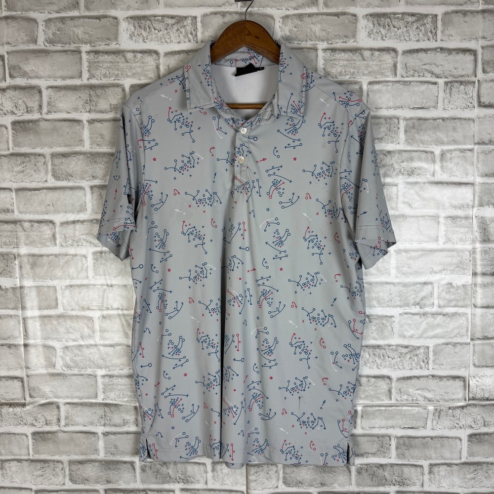 Sunday Swagger Mens Football Playbook Golf Polo Shirt Short Sleeve MEDIUM STAINS